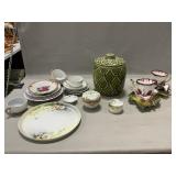 Ceramic Lidded Jar, Porcelain Cup/Saucers, Asst.