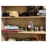 Shelf Lot With Flatware, Kitchen Utensils, Butter
