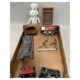 Lot With Midway Cast Metal Auto, Train Cars,