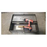 (1) Metal Tool Box w/ (1) Black And Decker 18V