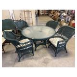 Glass Top Wicker Table & 4 Chairs