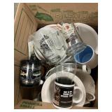 Box Lot With Glassware, Vintage Bowls, Plates,