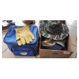 Box Lot Of (9) Assorted Hats, (1) Pair Of Leather