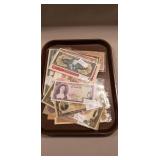 Tray Lot Of Assorted Foreign Currencies