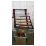 Wooden Shelving Unit, (1) Basket, (2) Cigar Boxes