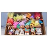 Tray Of (14) Assorted Vintage Troll Dolls