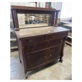Wooden Dovetail Dresser w/Attached Mirror