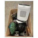 Box Lot With DeLonghi Heater, GE Clock/Radio, Dog