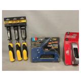 New Stanley Chisel Set, Arrow Staple Gun,
