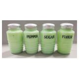 (4) Vintage Jadeite Glass Shakers