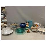 Lot With Mickey Mouse Figure, Pottery Vase, Asian