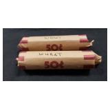 (2) Rolls Of Unsearched Wheat Pennies (100)