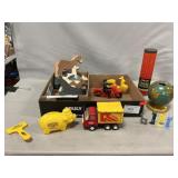Lot With Chein Globe Bank, Tonka Box Truck,