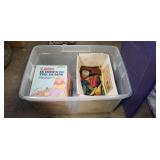 Box Lot Of Assorted Children's Books & Wooden