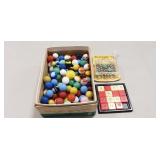 Box Of Assorted Marbles & More