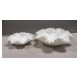 (2) Vintage Fenton White Milk Glass Dishes (8' &