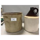 Stoneware Handled Crock (Chips On Bottom Rim),