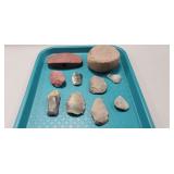 Tray Of Assorted Arrowheads & Other Stone Tools