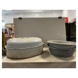 Vintage Enamelware Savory Roaster, Basins