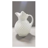 (1) Vintage Fenton Hobnail Milk Glass Pitcher (9'