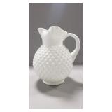 (1) Vintage Fenton Hobnail Milk Glass Pitcher (9'
