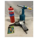 Lot With Pneumatic Riveter, Impact Wrench,