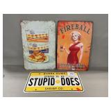 (2) Retro Metal Advertising Signs, Novelty Car