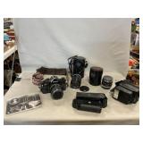 Canon A-1 Camera, Lenses, Flash, Power Winder