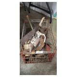(1) Vintage Metal Crate w/ Assorted Tools & More