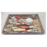 Tray Lot Of Assorted Vintage Kitchen Utensils &
