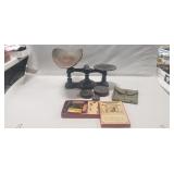 Tray Of Assorted Vintage Items Including Scale,