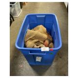 Tote With (3)  Burlap Potato Sacks, Lap Blanket