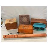 Lot With Wooden Jewelry Boxes, Wooden Baton,