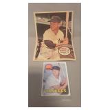 (1) Mickey Mantle Baseball Card & (1) Paper Photo