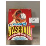 Box Of Sealed Packs Of 1991 Fleer Baseball Cards