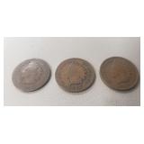 (3) U.S. Indian Head One Cent Coins (1880, 1898 &