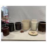 Stoneware Crocks, Lid (See Photos For Condition)