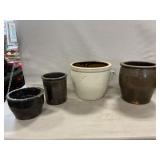Handled, Glazed Stoneware Crocks