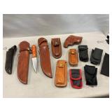 Lot Of Belt Pouches, Sheaths, Holster (1) Knife