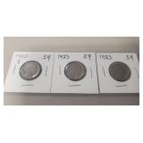 (3) U.S. Indian Head/Buffalo Nickels (1920 &