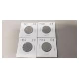(4) U.S. Indian Head/Buffalo Nickels (1924, 1935