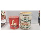 (2) Vintage Metal Food Cans w/ Lids