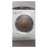 (1) U.S. 1840 Braided Hair Large One Cent Coin