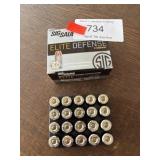 (20) Rounds of Sig Sauer 9MM Ammo