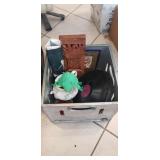 (1) Vintage Metal Milk Crate w/ Assorted Items