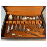 Wooden Chest With Assorted Flatware