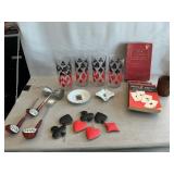 Mid-Century Card Suit Glasses, Golf Bar Utensils,