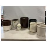 Lot Of Stoneware Crocks, Small Jug (See Photos