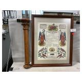Framed 1868 German Fraktur, Wooden Column