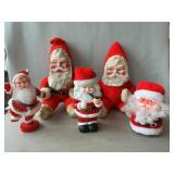 Pair Of Vintage Rubber Faced Santas, Bank, B.O.